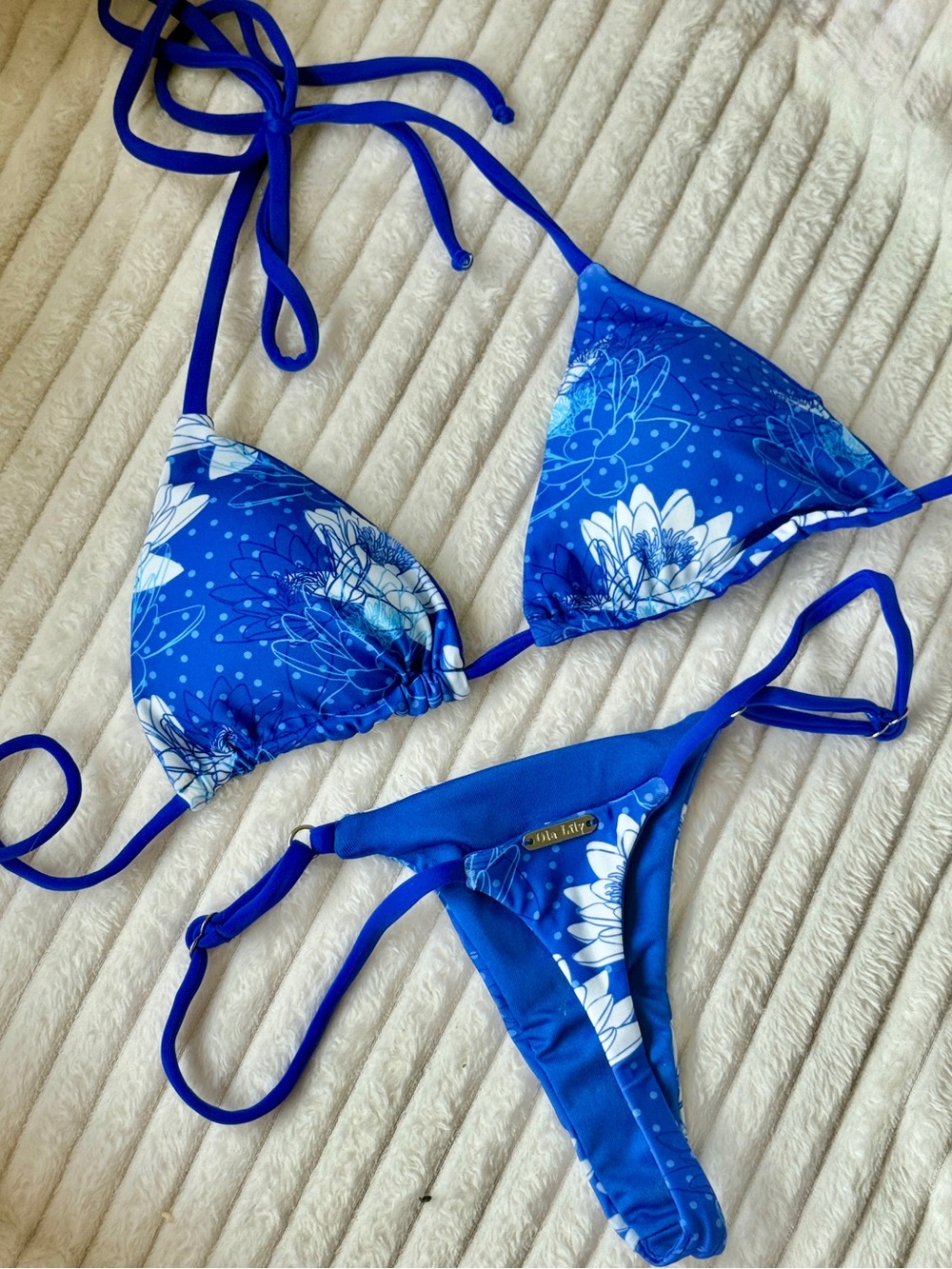NEW thong bikini cobalt blue floral bydee tinye Monday indah skatie oneone pq